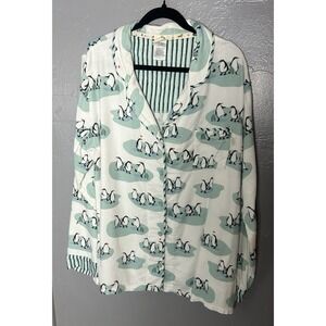 Munki Munki Pajamas Set Womens Size 2xl Flannel Pants Long Sleeve Penguins 2-Pc